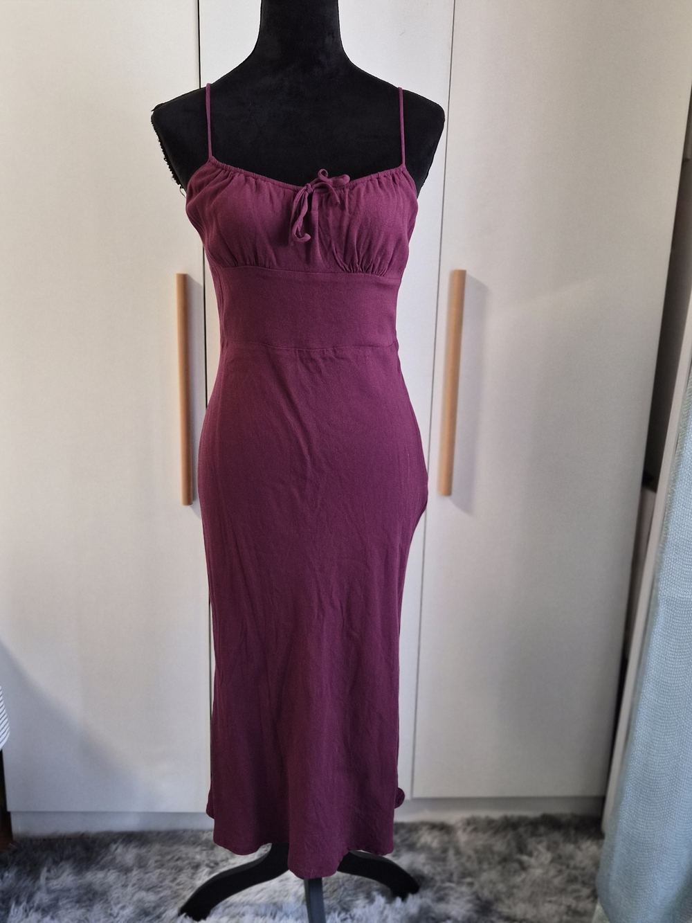 Aritzia Wilfred Deep Plum Spaghetti Strap Maxi Dress